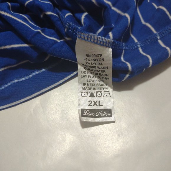 Blue and White Striped Women's T-shirt - Picture 3 of 3